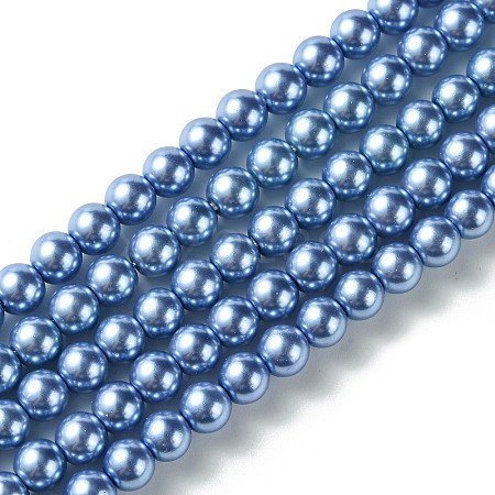 Eco-Friendly Dyed Glass Pearl Round Bead Strands X-HY-A008-6mm-RB015-1