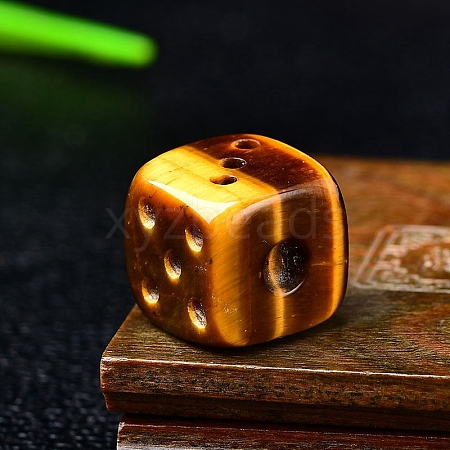 Natural Tiger Eye Carved Dice Figurines Statues for Home Office Desktop Decoration PW-WG06413-02-1