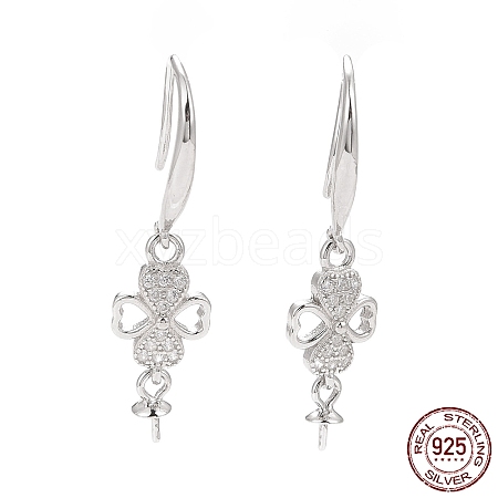 Rhodium Plated 925 Sterling Silver Earring Hooks STER-D035-38P-1