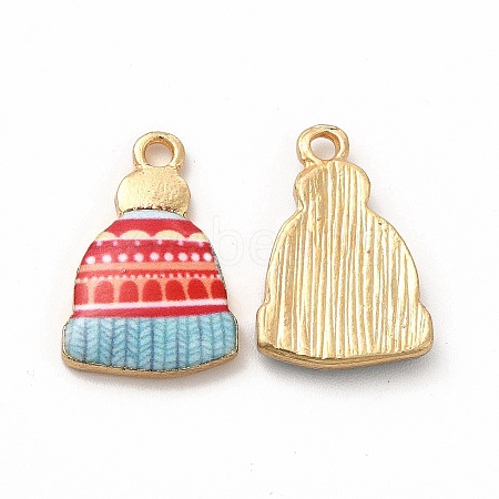 Winter Theme Printed Alloy Pendants PALLOY-H127-03G-03-1