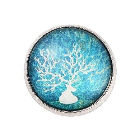 Round with Deer Glass Brooches JEWB-A022-01E-1