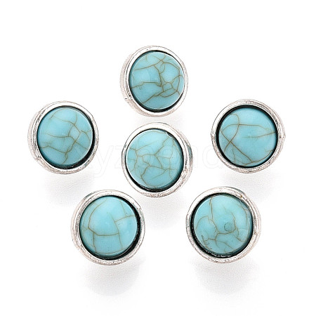 Zinc Metal Alloy & Natural Turquoise Buttons BUTT-WH0057-001BAS-1