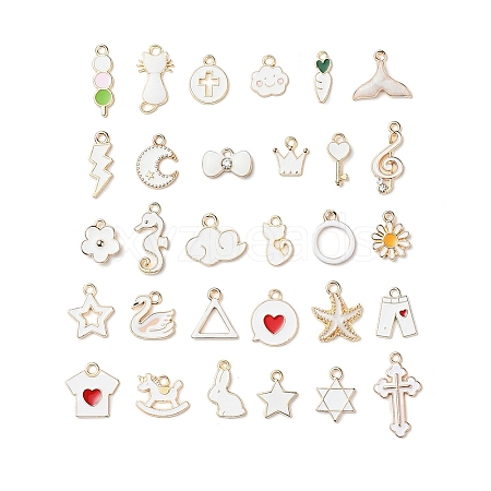 30Pcs 30 Style Light Gold Alloy Enamel Pendants ENAM-YW0001-80-1