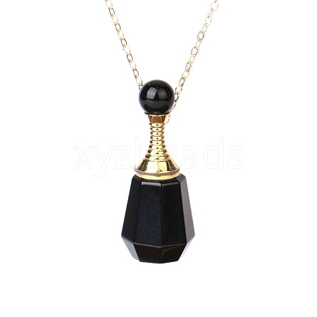 Natural Black Onyx(Dyed & Heated) Perfume Bottle Pendant Necklace PW-WG2A891-20-1