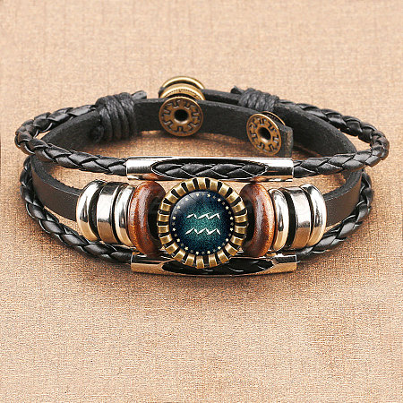 12 Constellations PU Leather Multi-strand Bracelets WGFD09F-11-1