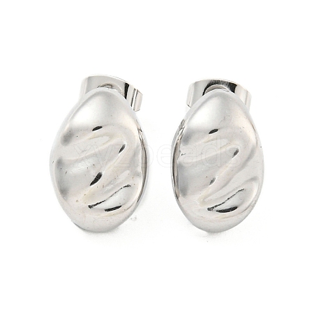 Non-Tarnish Oval 304 Stainless Steel Ear Studs EJEW-L290-016P-1