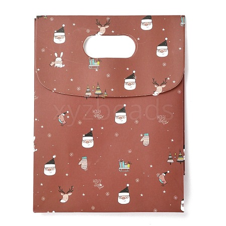 Christmas Themed Pattern Rectangle Kraft Paper Flip Bags CARB-L008-02S-01-1