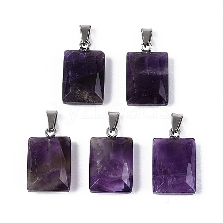 Natural Amethyst Pendants G-N349-17P-02-1