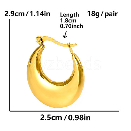 304 Stainless Steel French Style Irregular U-shaped Hoop Earrings VQ4620-2-1