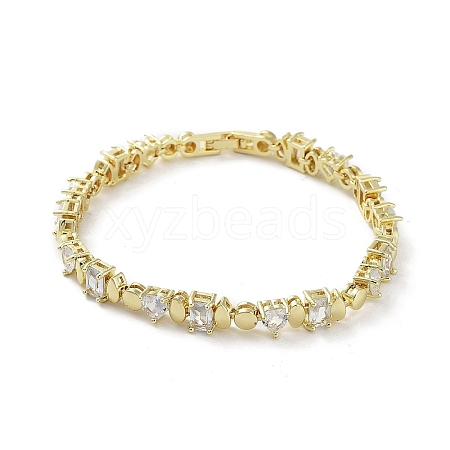 Brass Rectangle & Teardrop & Flat Round Link Chain Bracelets BJEW-D039-32G-1