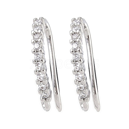 Brass Micro Pave Cubic Zirconia Earring Hooks KK-U008-15P-1