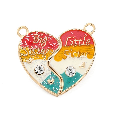 Sequins Alloy Enamel Split Pendants ENAM-B026-03G-1