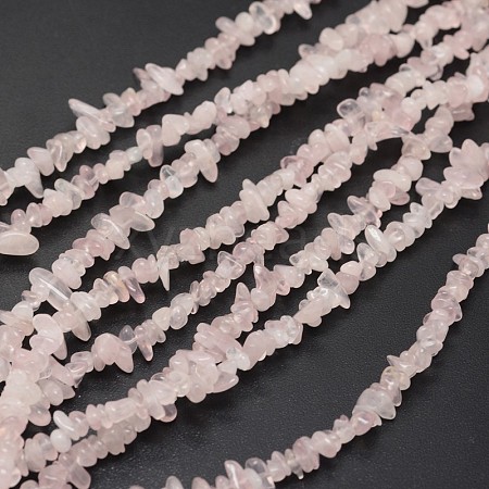 Chips Natural Rose Quartz Beads Strands G-N0164-39-1