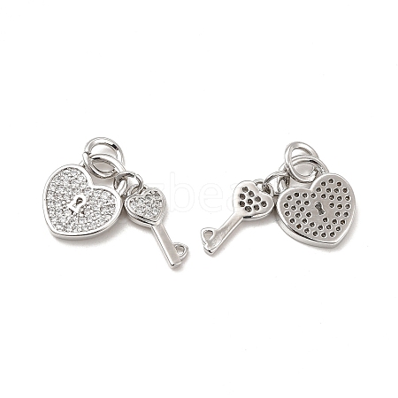 Brass Micro Pave Clear Cubic Zirconia Charms KK-E068-VB177-1