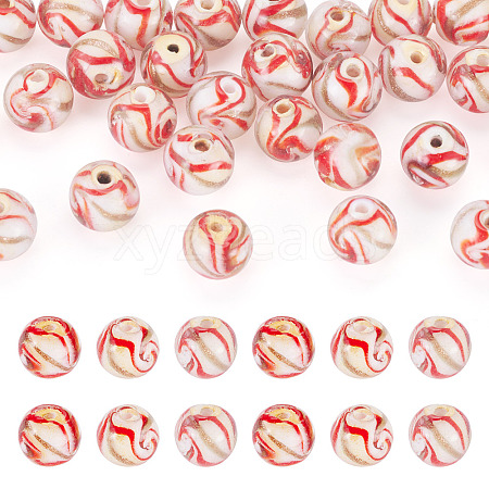 30Pcs Handmade Gold Sand Lampwork Beads LAMP-TA0002-37F-1