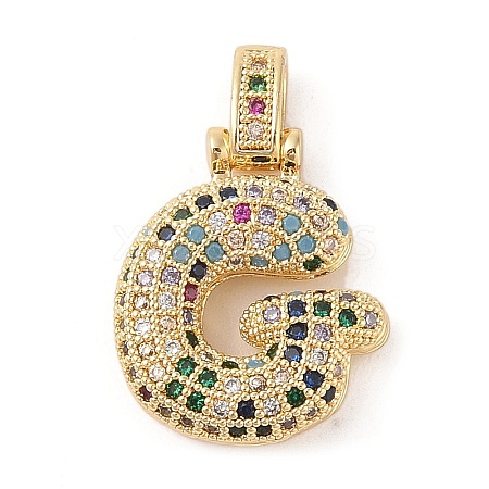 Brass Micro Pave Cubic Zirconia Pendants ZIRC-P121-01G-G-1