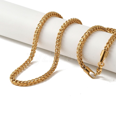 Ion Plating(IP) 304 Stainless Steel Wheat Chain Necklaces for Women Men BJEW-Q341-13G-1