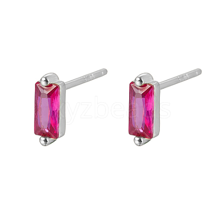 Cubic Zirconia Rectangle Stud Earrings FU7889-3-1