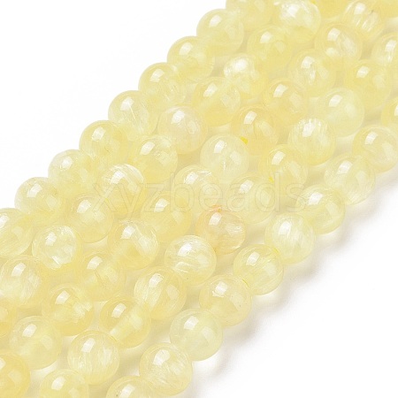 Electroplated Natural Yellow Selenite Beads Strands G-N328-025C-03-1-1