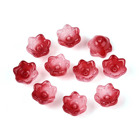 Transparent Two Tone Spray Painted Glass Bead Caps A-GLAA-Q089-002B-005-1