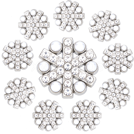 Gorgecraft 10Pcs 1-Hole Alloy Rhinestone Shank Buttons BUTT-GF0003-72P-1