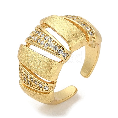 Rack Plating Brass Micro Pave Cubic Zirconia Cuff Finger Rings for Women RJEW-C114-12B-G-1