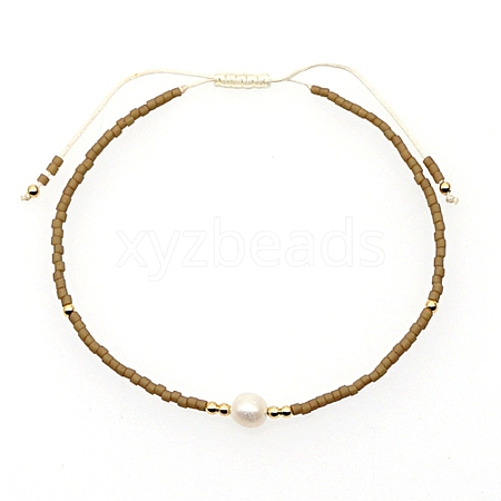 Glass Imitation Pearl & Seed Braided Bead Bracelets WO2637-23-1