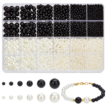   3904pcs 12 Styles ABS Plastic Imitation Pearl Beads KY-PH0001-91-1
