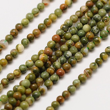 Natural Gemstone Rhyolite Jasper Round Beads Strands G-A130-3mm-C01-1