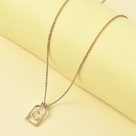 Arch Brass Pendant Necklaces NJEW-H051-05G-1