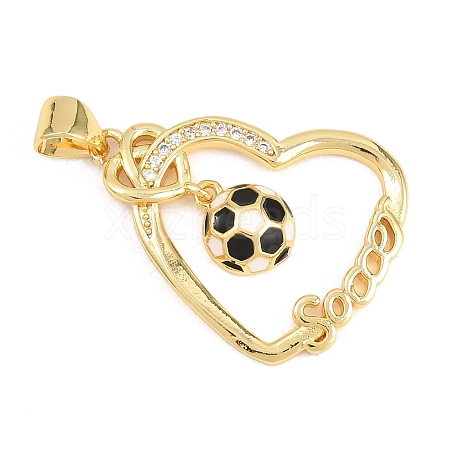 Football Brass Micro Pave Cubic Zirconia Pendants KK-A297-09C-G-1