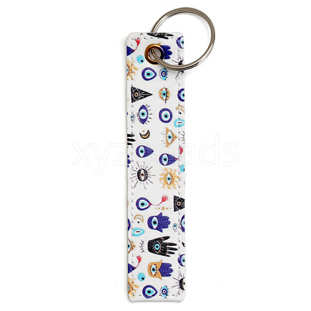 PU Leather Rectangle with Evil Eye Keychain PW-WG8C289-03-1