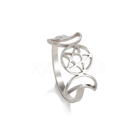 Moon Phase 304 Stainless Steel Finger Rings FS-WGB8857-03-1