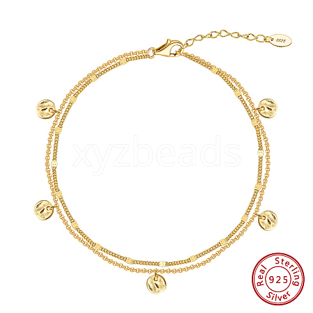 925 Sterling Silver Anklet AJEW-Z029-02G-1