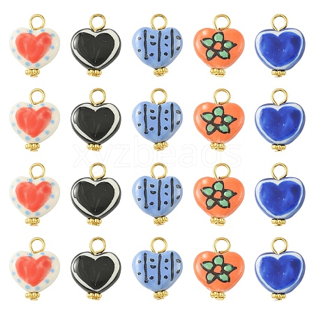 10Pcs 5 Colors Handmade Porcelain Pendants PALLOY-YW00134-1
