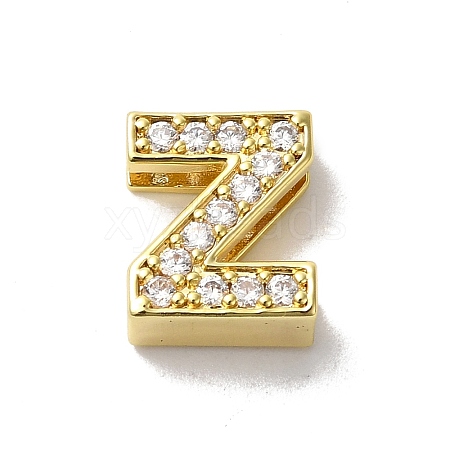 Brass Micro Pave Cubic Zirconia Beads KK-H487-25G-26-1