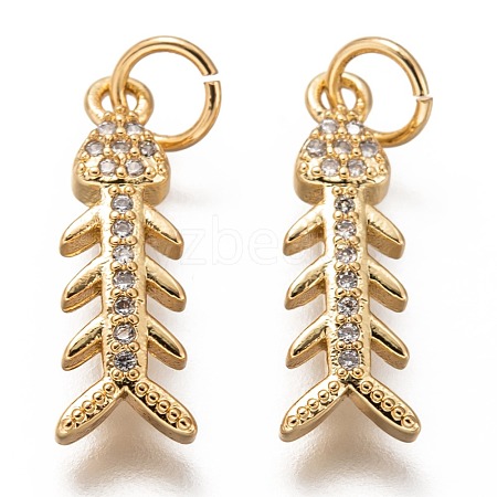 Brass Micro Pave Clear Cubic Zirconia Pendants ZIRC-C020-44G-1