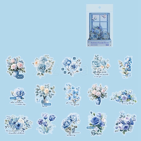 Refreshing Vintage Plant Style Flower PET Adhesive Waterproof Stickers Self-Adhesive Stickers PW-WGCB678-01-1