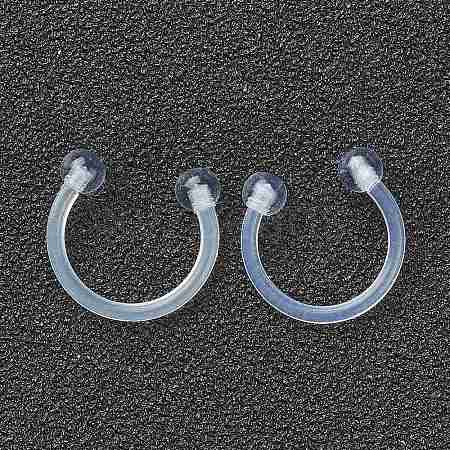 Acrylic Circular/Horseshoe Barbell with Double Round Ball X1-AJEW-P084-04B-1