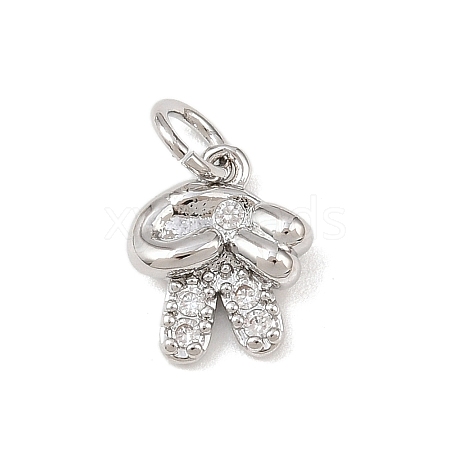 Brass Micro Pave Clear Cubic Zirconia Pendants KK-P339-19P-1