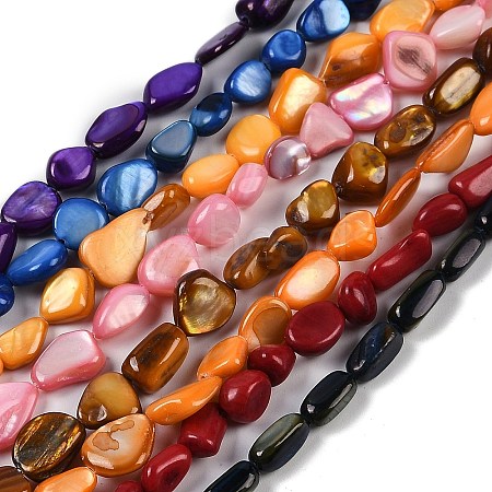 Natural Freshwater Shell Dyed Beads Strands SHEL-K009-14-1