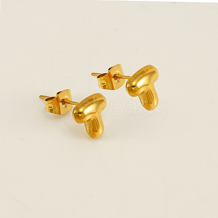 Chunk Letter 304 Stainless Steel Stud Earrings for Women LS-EJEW-G386-01T-G-1