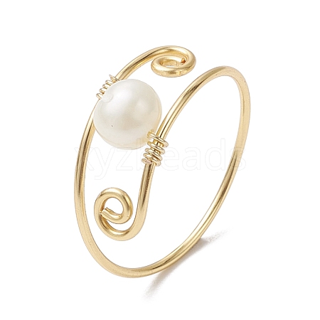 Round Natural Cultured Freshwater Pearl Finger Rings RJEW-JR00746-1