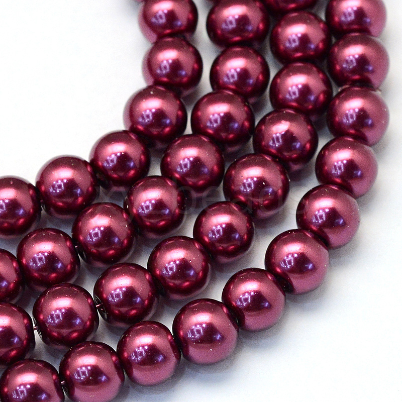 Wholesale Baking Painted Pearlized Glass Pearl Round Bead Strands ...