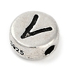 925 Sterling Silver Flat Round with Letter Beads LS-STER-G044-01AS-V-2