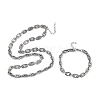 304 Stainless Steel Oval Link Chain Necklaces Bracelets Sets SJEW-D091-08P-2