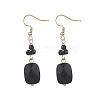 Synthetic Goldstone Rectangle Dangle Earrings EJEW-JE06601-03-2