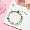 Natural Green Aventurine & Topaz Jade & Brass Heart Braided Bead Bracelet BJEW-JB09703-02-4