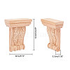 Natural Solid Wood Carved Onlay Applique Craft WOOD-WH0104-39-2
