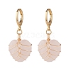 Heart Natural Rose Quartz Wire Wrapped Dangle Hoop Earrings EJEW-JE04793-01-1